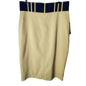 GABRIELLE UNION for NEW YORK & CO. Gold Black NEW Straight Midi Skirt SZ 20 NWT